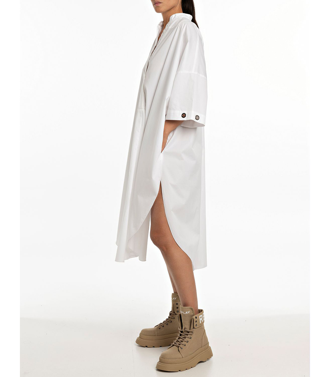 ゆったりフィットのロングシャツドレス 詳細画像 ホワイト 3